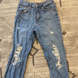 wild fable High Rise Light Wash Distressed Mom Jeans